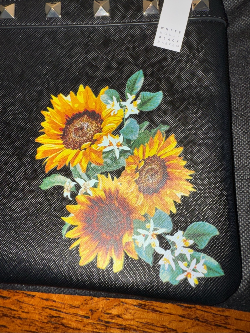 NWT White House Black Market Sunflower Studded Wristlet Clutch w/Dust Bag - Picture 5 of 7